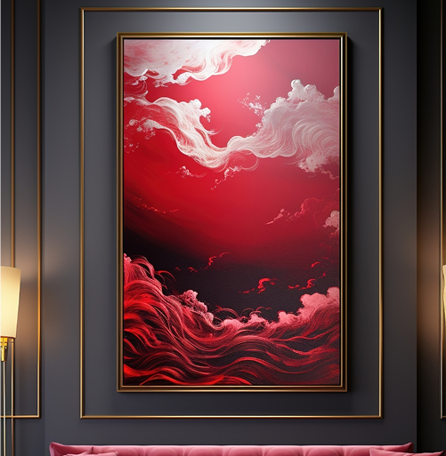 Crimson Clouds Abstract Canvas details-Krystovallia